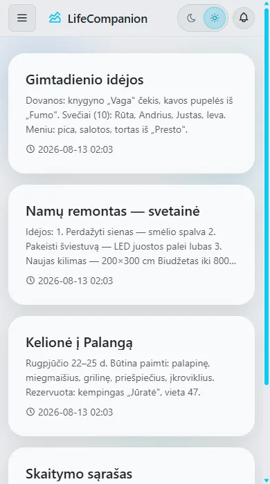 Užrašai - Sąrašas